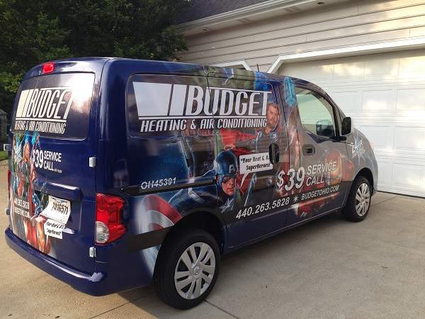 Service Van of Budget Heating and Cooling in Westlake Ohio